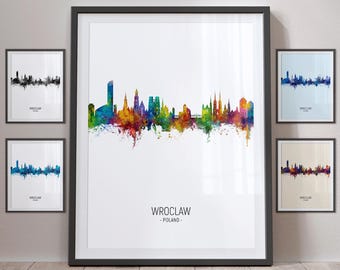 Wroclaw Skyline, Poland Cityscape Art Print Poster Portrait - PX (16356)