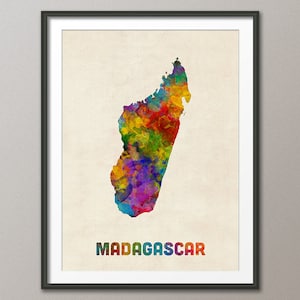 Madagascar Watercolor Map, Art Print (2730)
