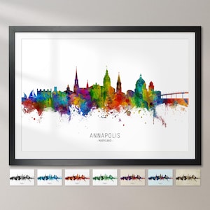 Annapolis Skyline Maryland, Cityscape Painting Art Print Poster CX (6666)