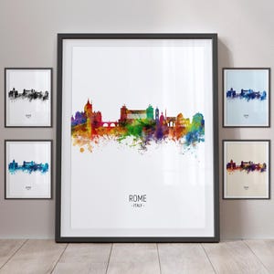 Rome Skyline, Rome Italy Cityscape Art Print Poster Portrait PX (4908)