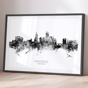Ligne d'horizon de Providence, Rhode Island, affiche BX de peinture de paysage urbain (11671)