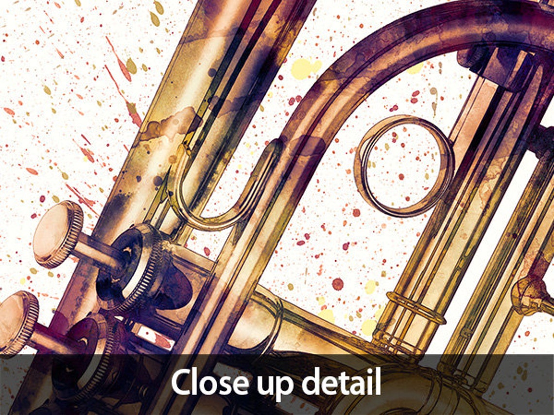 Cornet Music Instrument, Abstract Watercolor - Art Print Poster (2513 ...