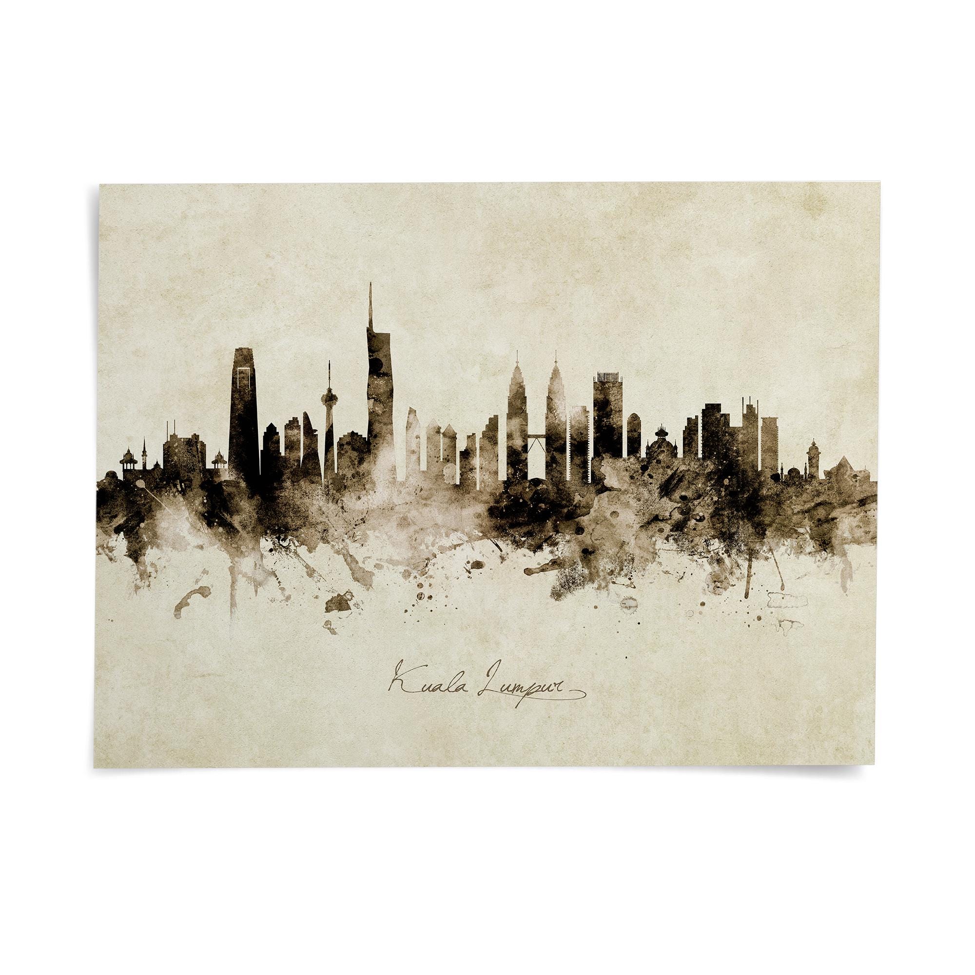 Kuala Lumpur Skyline Malaysia, Painting Art Print Poster LX (30553