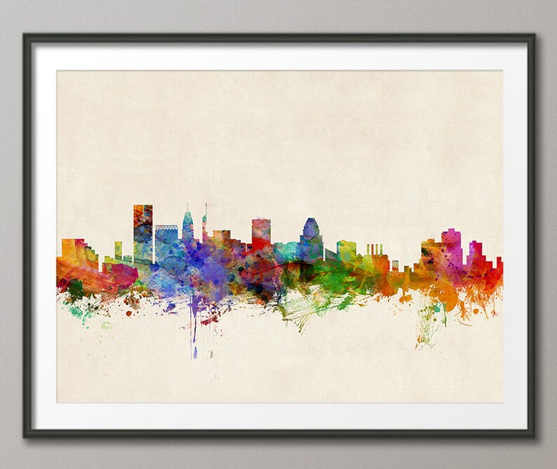 Baltimore Skyline, Baltimore Maryland Cityscape Art Print 151 image 1