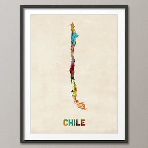Chile Aquarell Landkarte, Kunstdruck (538)