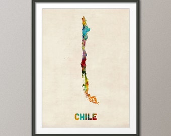 Chile Watercolor Map, Art Print (538)