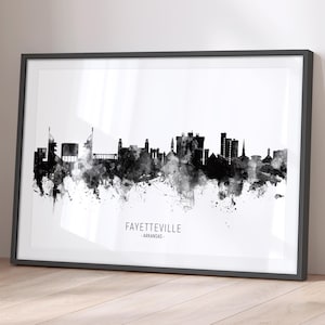 Fayetteville Skyline Arkansas, Cityscape Painting Art Print Poster BX (11646)