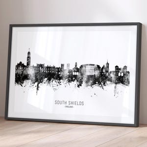 South Shields Skyline England, Stadtansicht Gemälde Kunstdruck Poster BOX ONE (30641)