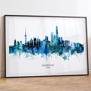 Shanghai Stadtansicht China, Skyline Wand-Kunst Poster Druck RX (20679)
