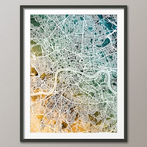 London Map, City Street Map of London England, art print (3034)