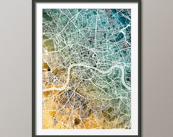 London Map, City Street Map of London England, art print (3034)