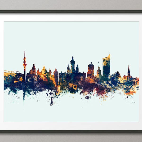 Leipzig Skyline, Leipzig Germany Cityscape Art Print (2870)