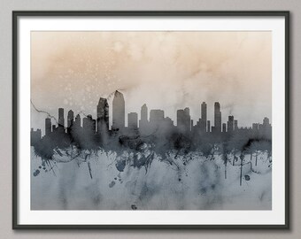 San Diego Skyline, San Diego California Cityscape Art Print (3188)