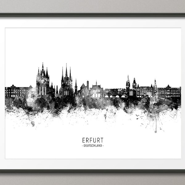 Erfurt Skyline, Erfurt Deutschland Cityscape Art Print Poster (33877)