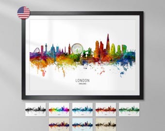 London Skyline England, Cityscape Painting Art Print Poster - YX (6481)