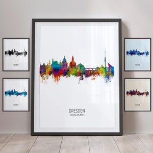 Dresden Skyline, Dresden Germany Cityscape Art Print Poster Portrait PX (5106)