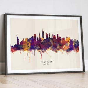 Ligne d'horizon de New York, impression d'art peinture paysage urbain, affiche LX LX (15025)
