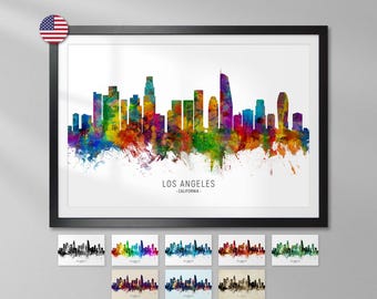 Los Angeles Skyline CA, Cityscape Art Print Poster YX (6509)