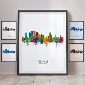 Skyline van Den Haag, Den Haag Nederland stadsgezicht kunstafdruk poster portret PX (6795)