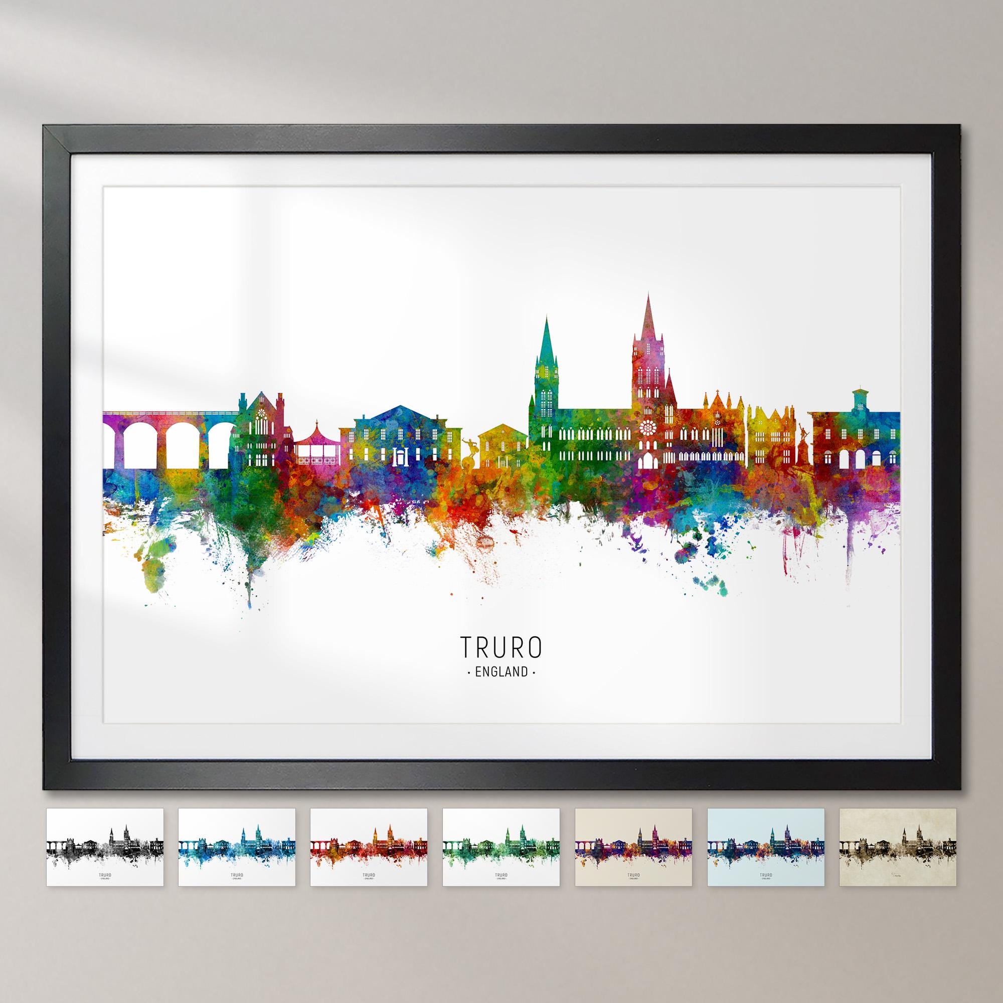 Truro Skyline England, Cityscape Painting Art Print Poster CX (30363)