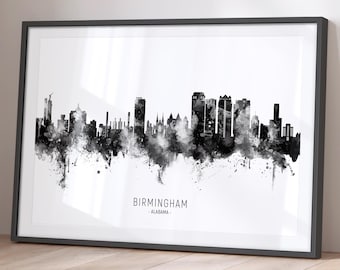 Birmingham Skyline Alabama, Cityscape Painting Art Print Poster BX (16112)