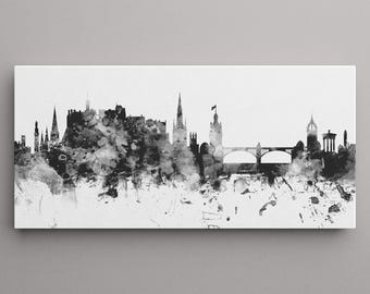 Paisaje urbano de Edimburgo, Escocia, lienzo de 25 x 55 cm, 50 % de descuento (x2175)