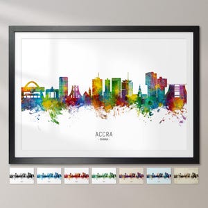 Accra Skyline Ghana, Cityscape Painting Art Print Poster CX (26859)