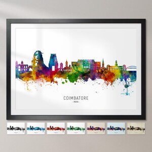 Coimbatore Skyline India, Cityscape Painting Art Print Poster CX (26256)