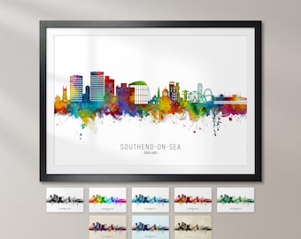 Southend-on-Sea Skyline England, Cityscape Art Print Poster KX (21428)