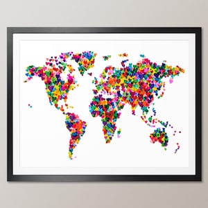 Liebesherzen Weltkarte, Art Print WM (776)