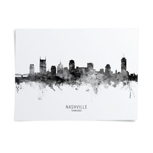 A black and white silhouette of the Nashville skyline, with the text "NASHVILLE - TENNESSEE" below it.