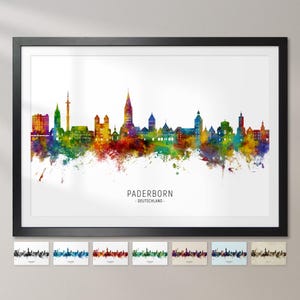 Paderborn Skyline Deutschland, stadsgezicht schilderij Art Print poster CX (32527)