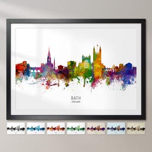 Bath Skyline England, Stadtansicht Gemälde Kunstdruck Poster CX (6581)