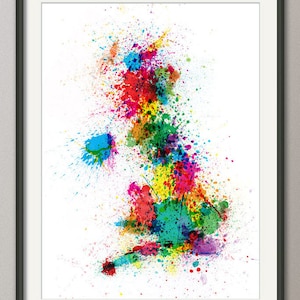 Great Britain UK Paint Splashes Map, Art Print 683 image 1