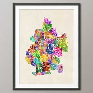 Brooklyn Karte, Typography Text Map of Brooklyn New York, Kunstdruck (29450)