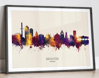 Horizonte de Brighton, Inglaterra, Póster de lámina artística LX (16003)