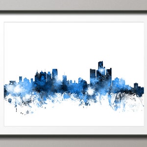 Detroit Skyline, Detroit Michigan Cityscape Art Print (1121)
