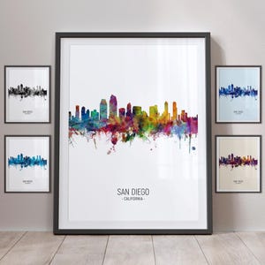 San Diego Skyline, San Diego California Cityscape Art Print Poster Portrait PX (5057)