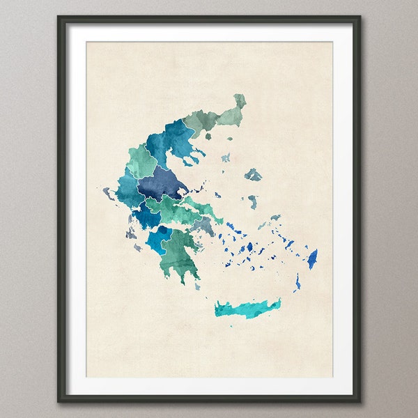 Greece Watercolor Map, Art Print (1481)