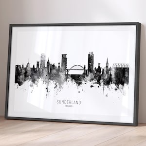 Sunderland Skyline England, Stadtansicht Gemälde Kunstdruck Poster BKX (11530)