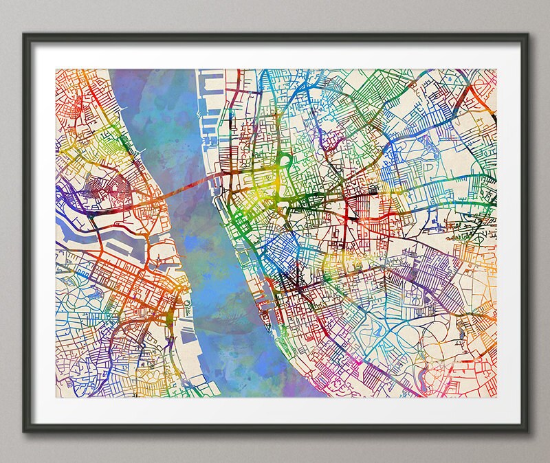 Liverpool Map, Liverpool England City Street Map, Art Print (2073)