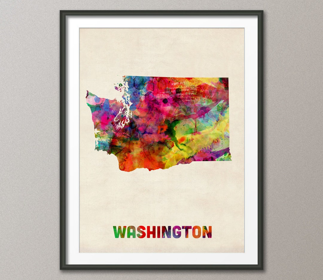 Washington Watercolor Map USA, Art Print JX (369) - Etsy