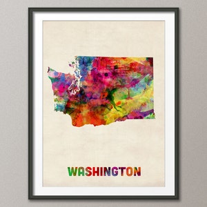 Washington aquarel kaart VS, Art Print JX (369)
