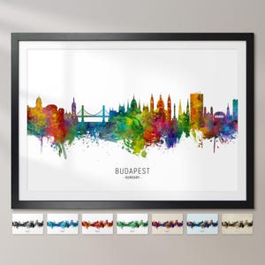 Budapest Skyline Hungary, Cityscape Painting Art Print Poster CX (6677)