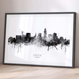 Lincoln Skyline Nebraska, Stadtansicht Gemälde Kunstdruck Poster BKX (11664)
