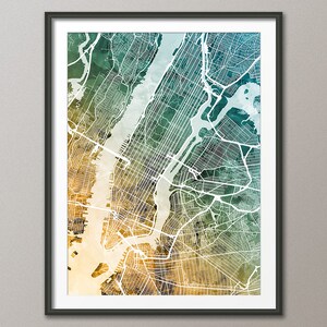Plan des rues de New York, États-Unis, carte de New York, impression d'art (3019)
