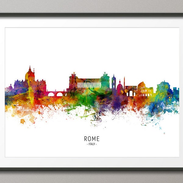 Rome Skyline Italie, Cityscape Painting Art Print Poster CX (6519)