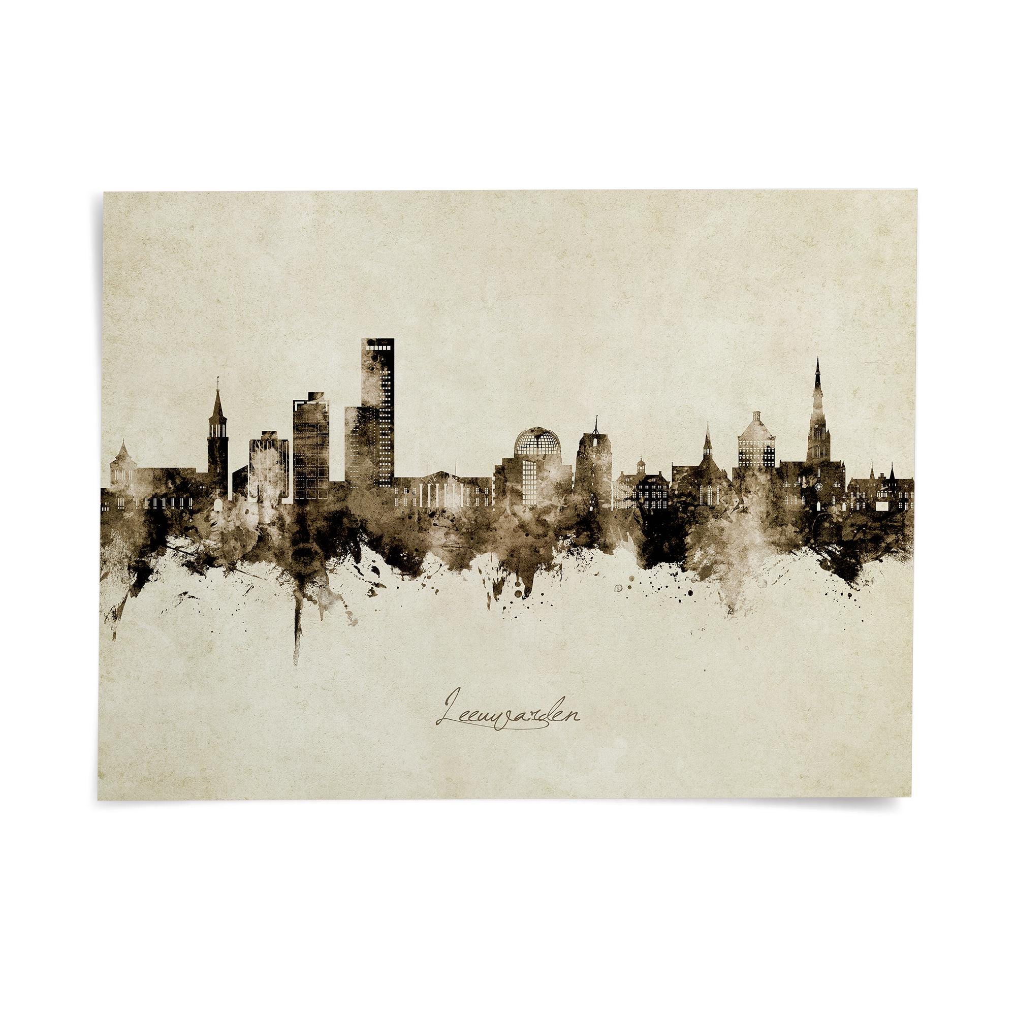 芸術写真 photo print Leeuwarden Skyline Nederland, stadsgezicht Art Print poster ZX