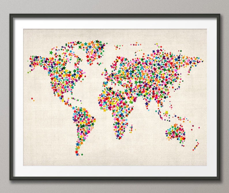 Stars Map of the World Map, Art Print 116 image 1