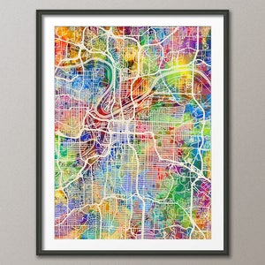 Kansas City Map, Kansas City Missouri City Map, Art Print (2951)